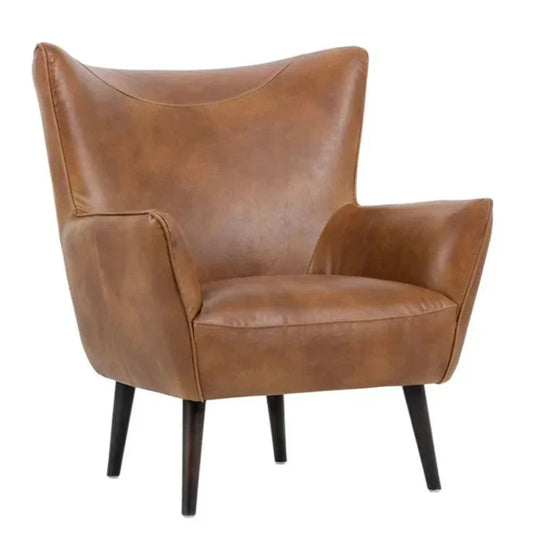 Luther Leather Lounge Chair Wood Legs - LOOMLAN - SUNPAN - Accent Chairs