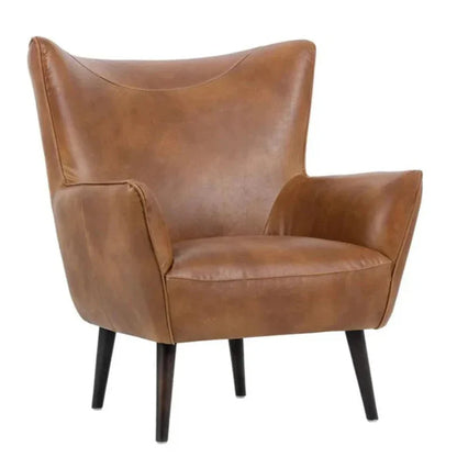 Luther Leather Lounge Chair Wood Legs - LOOMLAN - SUNPAN - Accent Chairs