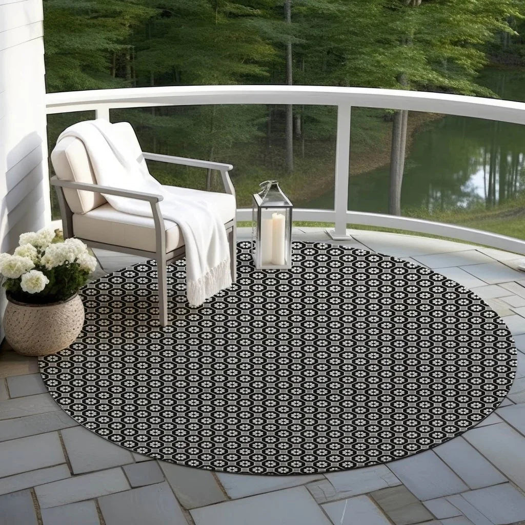 Luthira Black Washable Indoor - Outdoor Rug - LOOMLAN - LOOMLAN Rugs - Outdoor Rugs