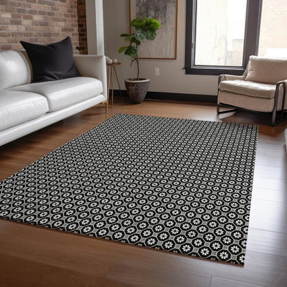 Luthira Black Washable Indoor - Outdoor Rug - LOOMLAN - LOOMLAN Rugs - Outdoor Rugs