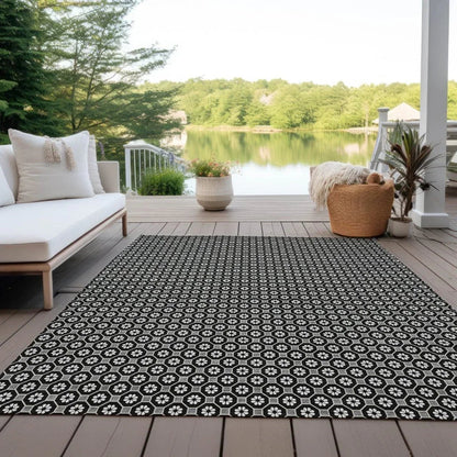 Luthira Black Washable Indoor - Outdoor Rug - LOOMLAN - LOOMLAN Rugs - Outdoor Rugs