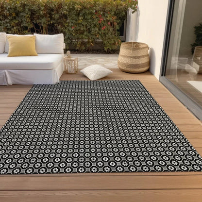 Luthira Black Washable Indoor - Outdoor Rug - LOOMLAN - LOOMLAN Rugs - Outdoor Rugs