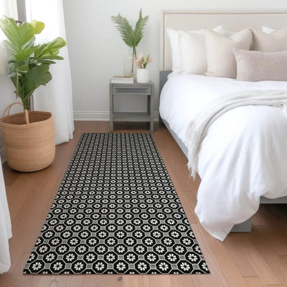 Luthira Black Washable Indoor - Outdoor Rug - LOOMLAN - LOOMLAN Rugs - Outdoor Rugs