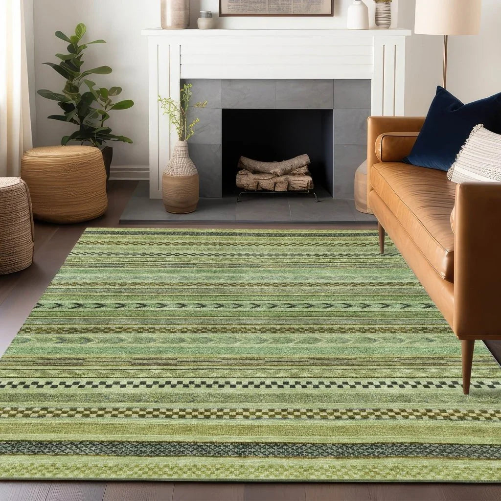 Luthyra Aloe Washable Indoor - Outdoor Rug - LOOMLAN - LOOMLAN Rugs - Outdoor Rugs