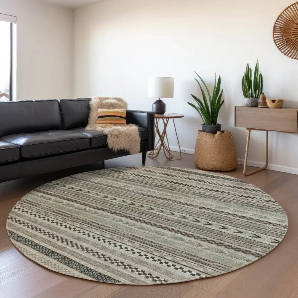 Luthyra Brown Washable Indoor - Outdoor Rug - LOOMLAN - LOOMLAN Rugs - Outdoor Rugs