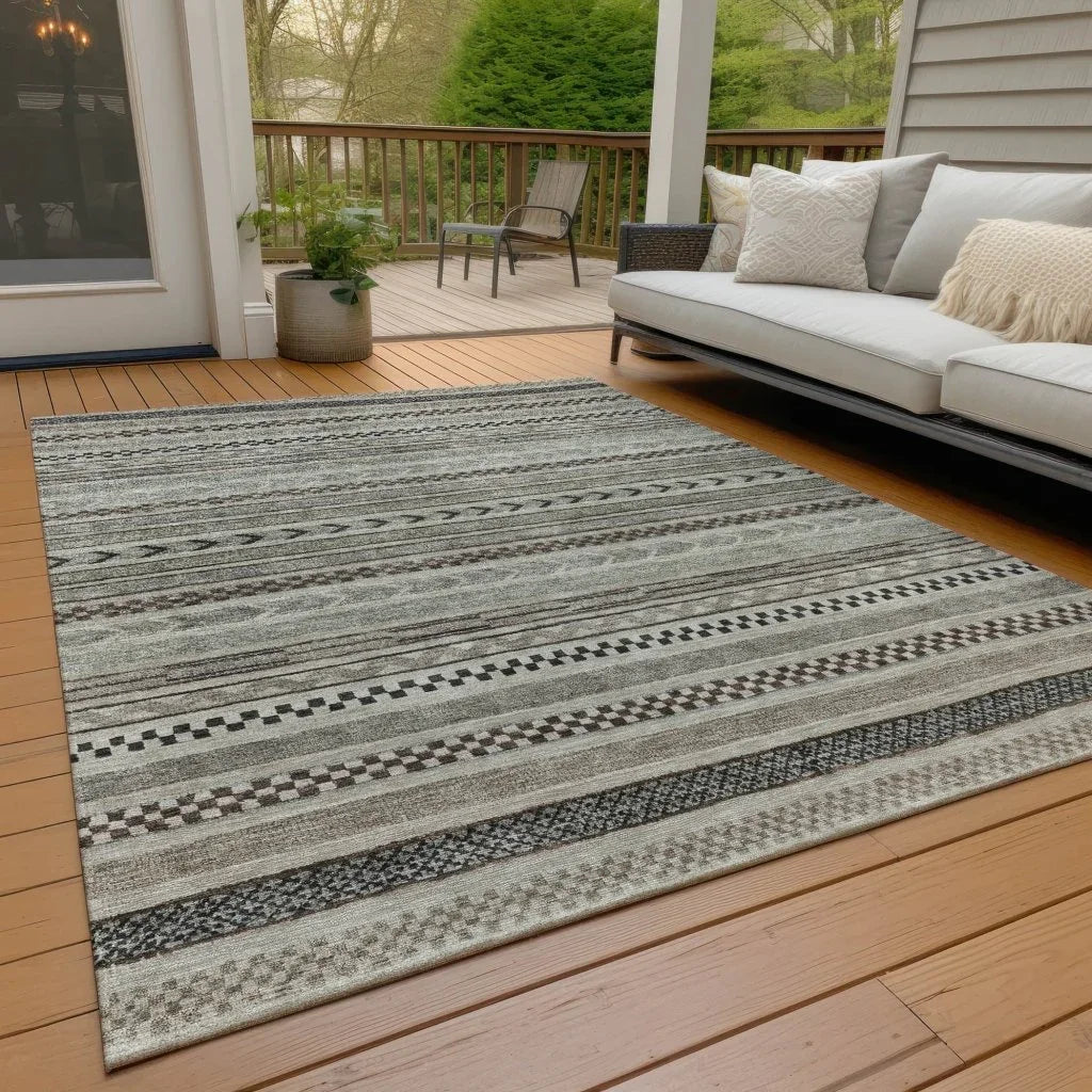 Luthyra Brown Washable Indoor - Outdoor Rug - LOOMLAN - LOOMLAN Rugs - Outdoor Rugs