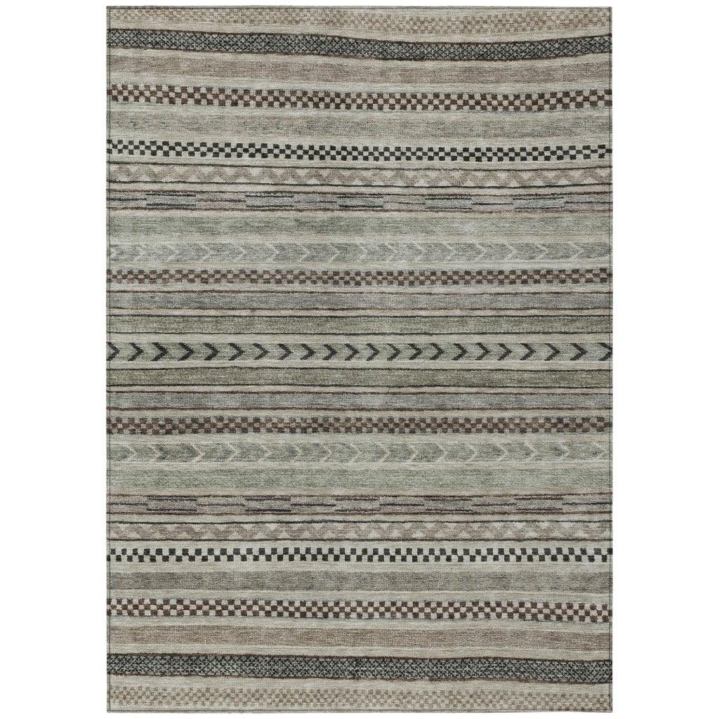 Luthyra Brown Washable Indoor - Outdoor Rug - LOOMLAN - LOOMLAN Rugs - Outdoor Rugs