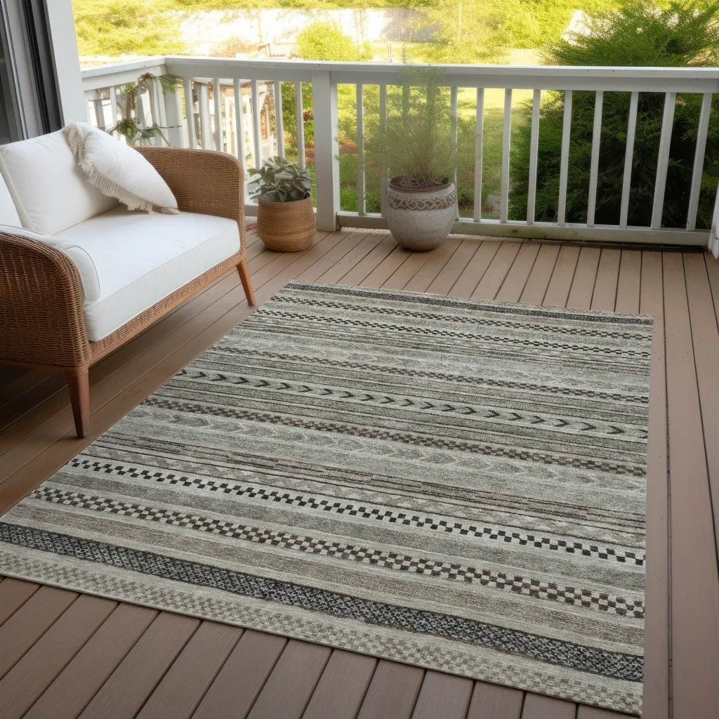 Luthyra Brown Washable Indoor - Outdoor Rug - LOOMLAN - LOOMLAN Rugs - Outdoor Rugs
