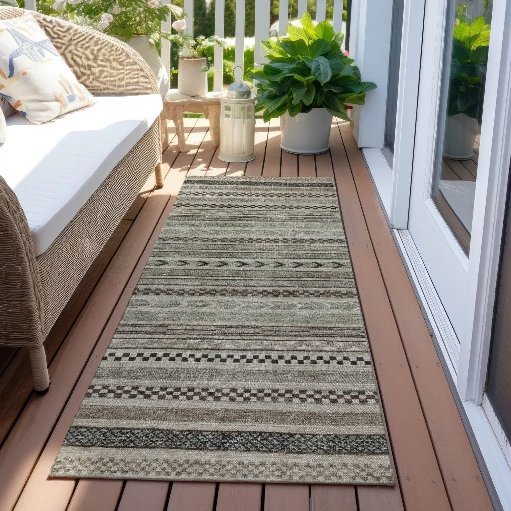 Luthyra Brown Washable Indoor - Outdoor Rug - LOOMLAN - LOOMLAN Rugs - Outdoor Rugs