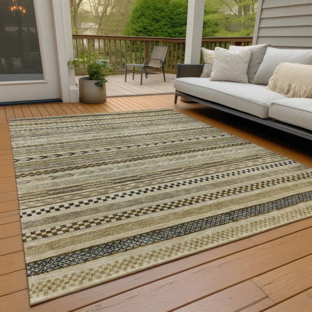 Luthyra Chocolate Washable Indoor - Outdoor Rug - LOOMLAN - LOOMLAN Rugs - Outdoor Rugs