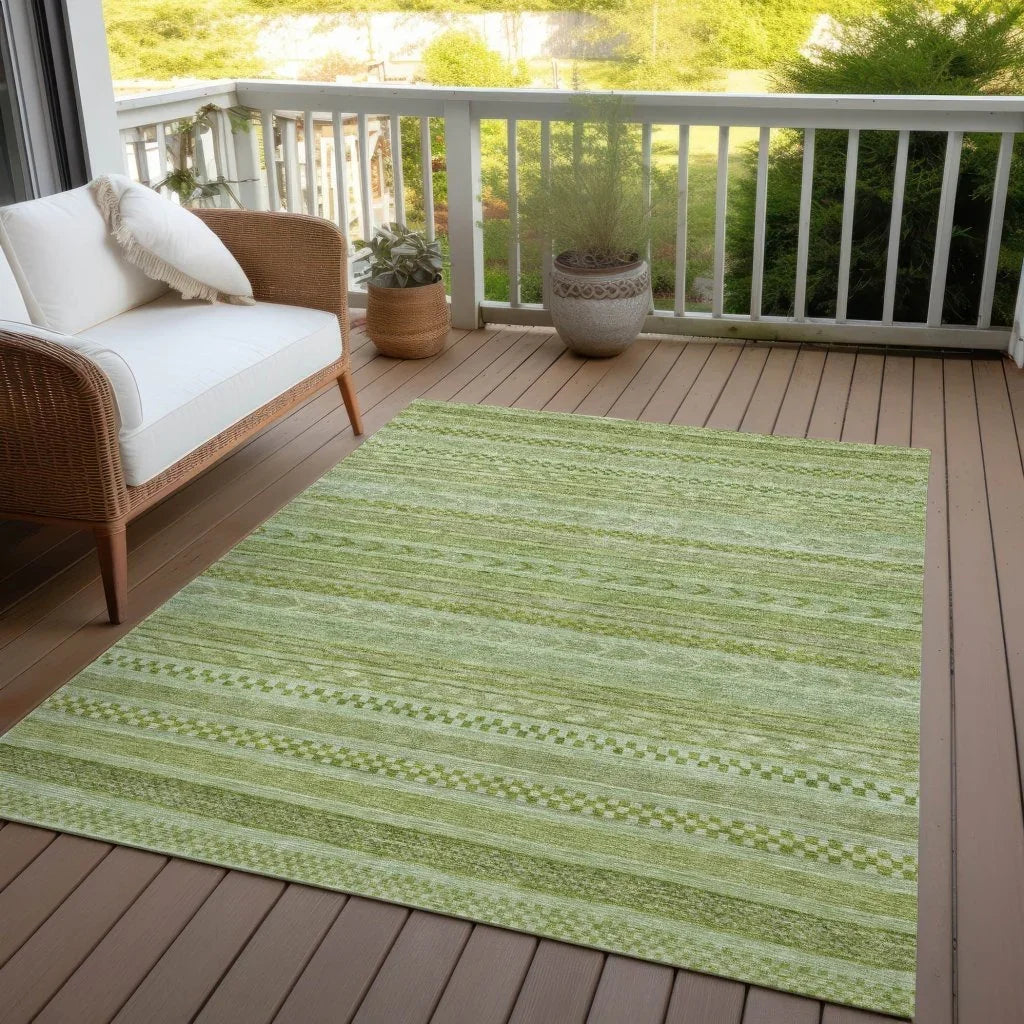 Luthyra Green Washable Indoor - Outdoor Rug - LOOMLAN - LOOMLAN Rugs - Outdoor Rugs