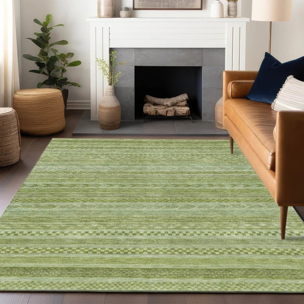 Luthyra Green Washable Indoor - Outdoor Rug - LOOMLAN - LOOMLAN Rugs - Outdoor Rugs