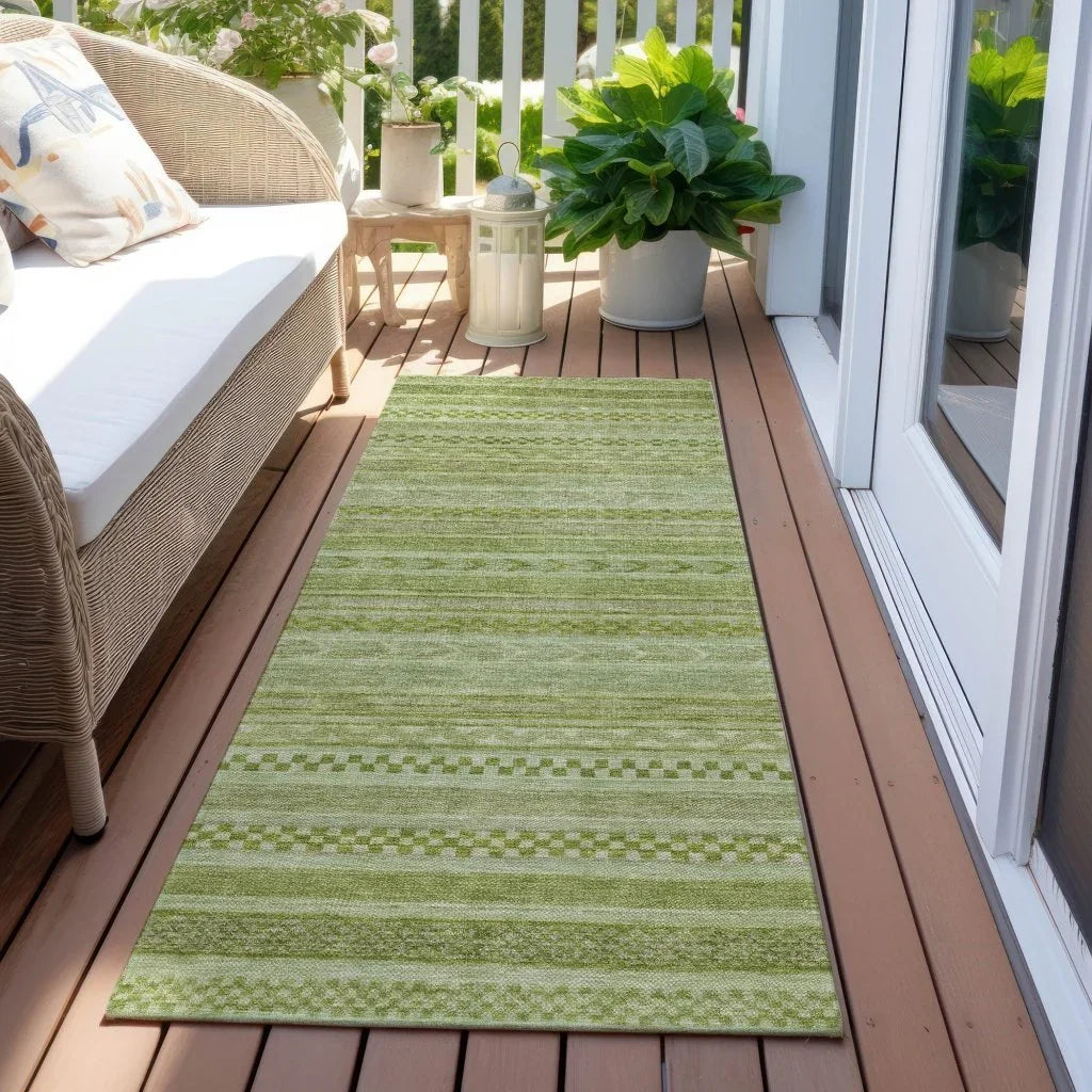 Luthyra Green Washable Indoor - Outdoor Rug - LOOMLAN - LOOMLAN Rugs - Outdoor Rugs