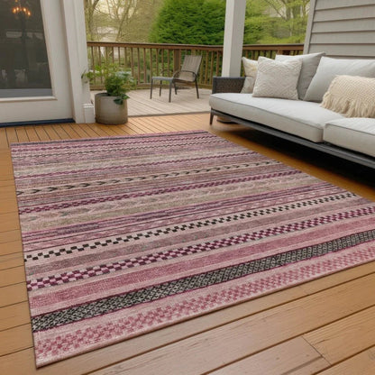 Luthyra Pink Washable Indoor - Outdoor Rug - LOOMLAN - LOOMLAN Rugs - Outdoor Rugs