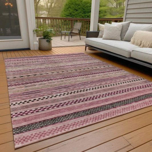 Luthyra Pink Washable Indoor - Outdoor Rug - LOOMLAN - LOOMLAN Rugs - Outdoor Rugs