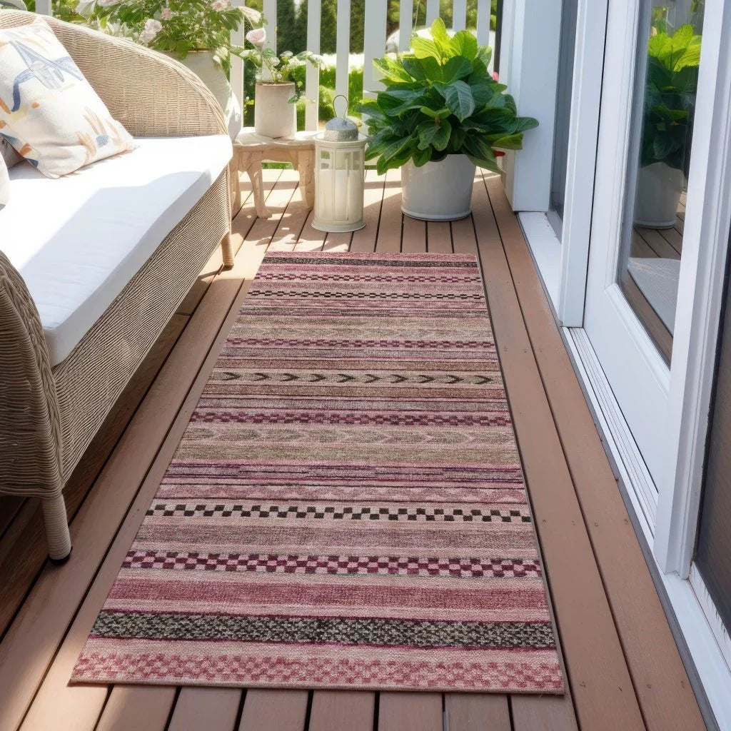 Luthyra Pink Washable Indoor - Outdoor Rug - LOOMLAN - LOOMLAN Rugs - Outdoor Rugs