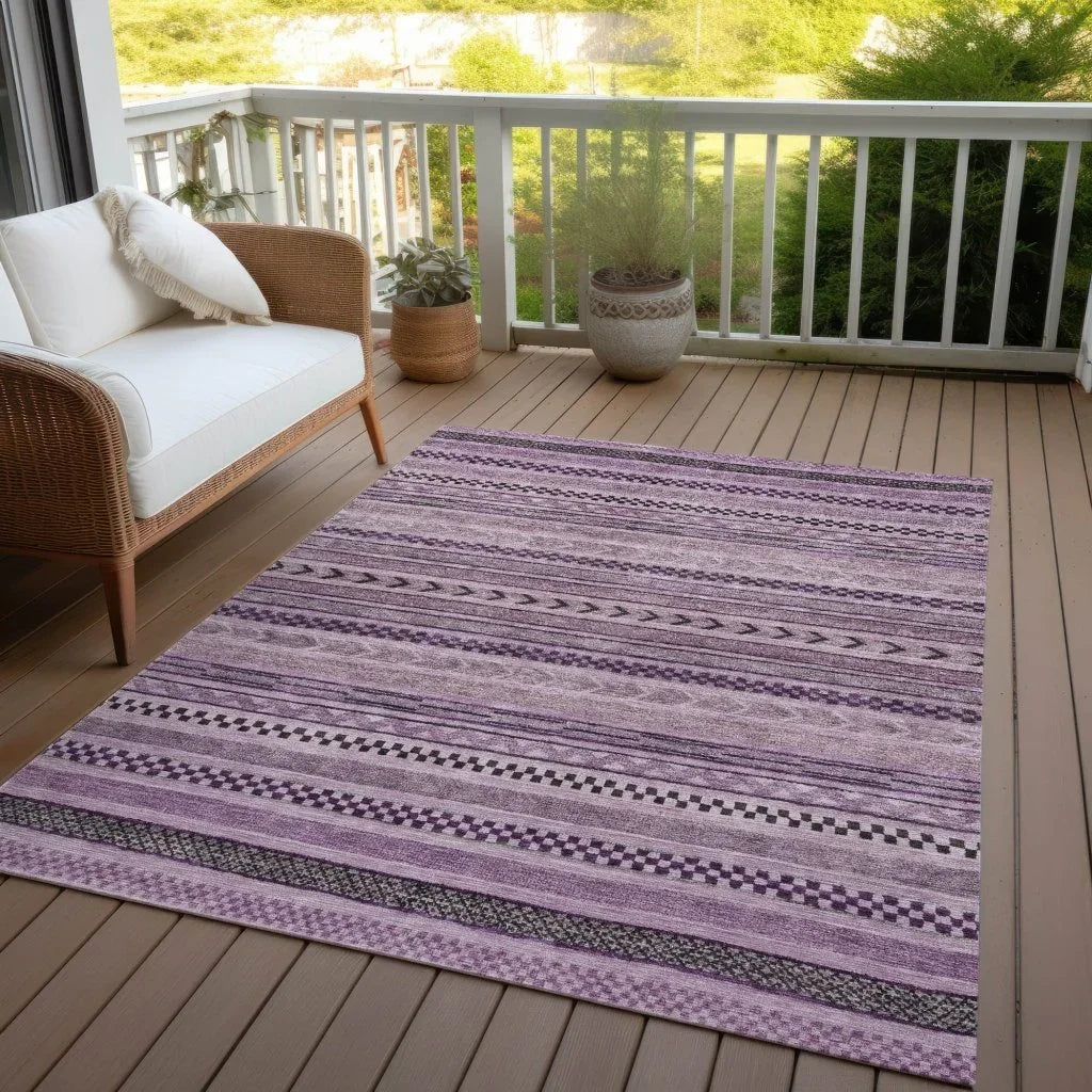 Luthyra Purple Washable Indoor - Outdoor Rug - LOOMLAN - LOOMLAN Rugs - Outdoor Rugs