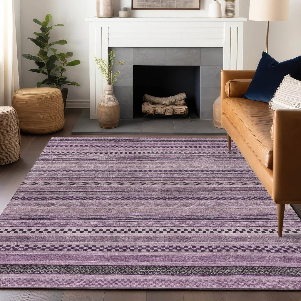 Luthyra Purple Washable Indoor - Outdoor Rug - LOOMLAN - LOOMLAN Rugs - Outdoor Rugs