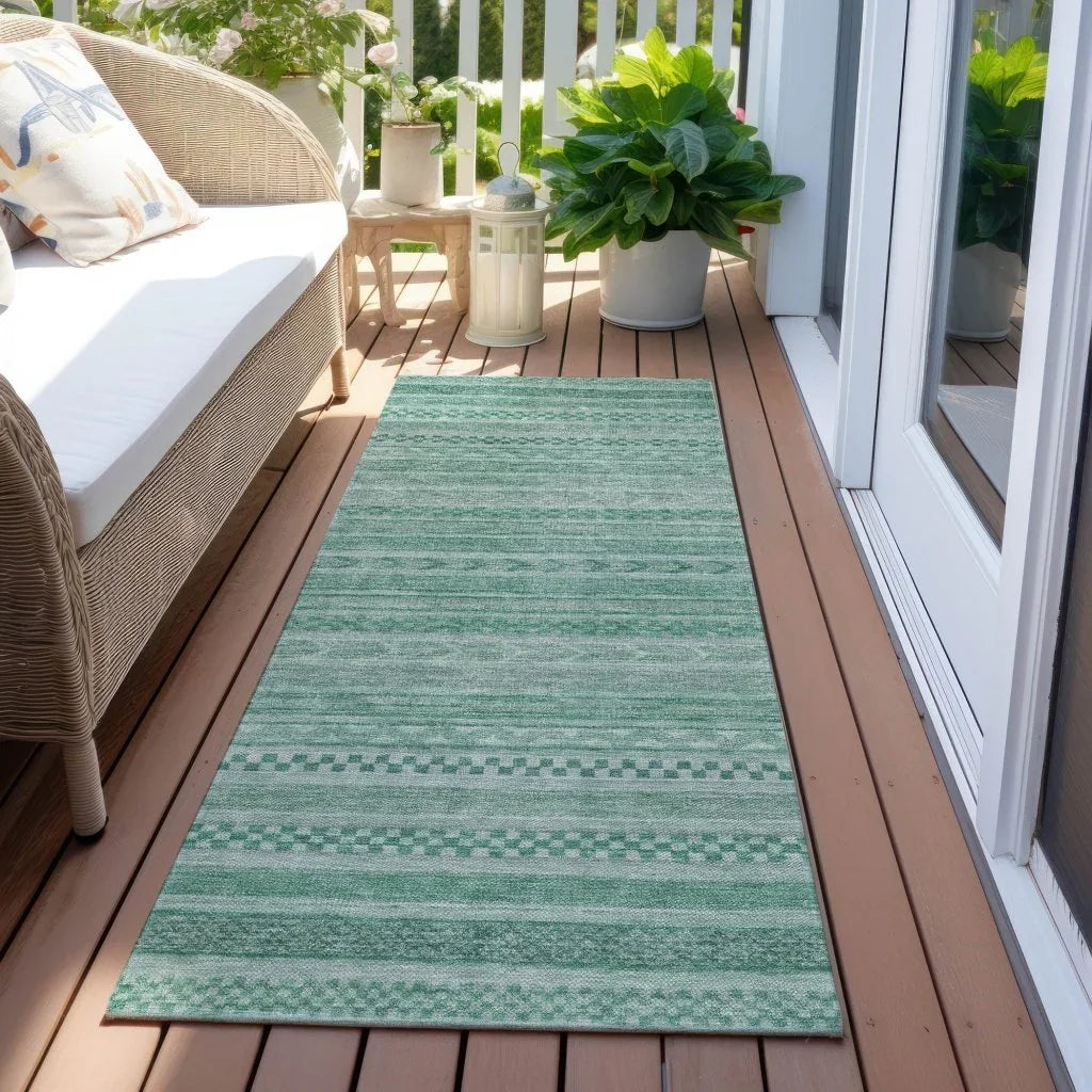 Luthyra Turquoise Washable Indoor - Outdoor Rug - LOOMLAN - LOOMLAN Rugs - Outdoor Rugs