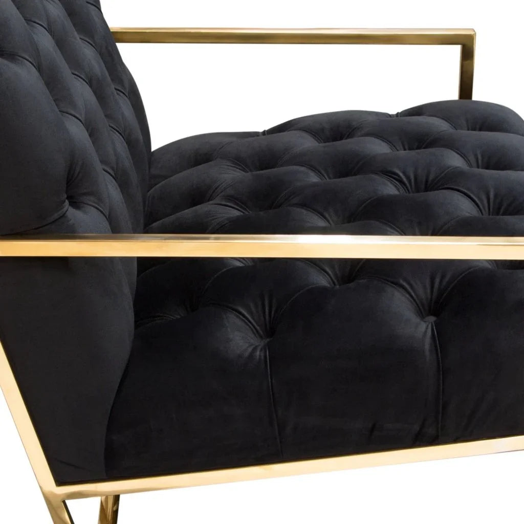Luxe Black Tufted Velvet Accent Chair - LOOMLAN - Diamond Sofa - Club Chairs