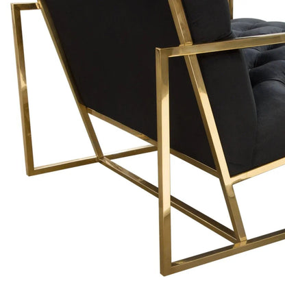 Luxe Black Tufted Velvet Accent Chair - LOOMLAN - Diamond Sofa - Club Chairs