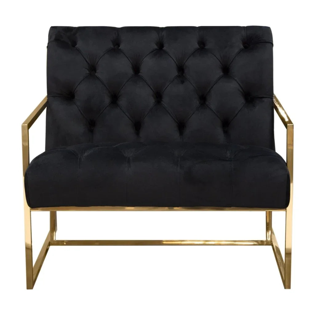 Luxe Black Tufted Velvet Accent Chair - LOOMLAN - Diamond Sofa - Club Chairs