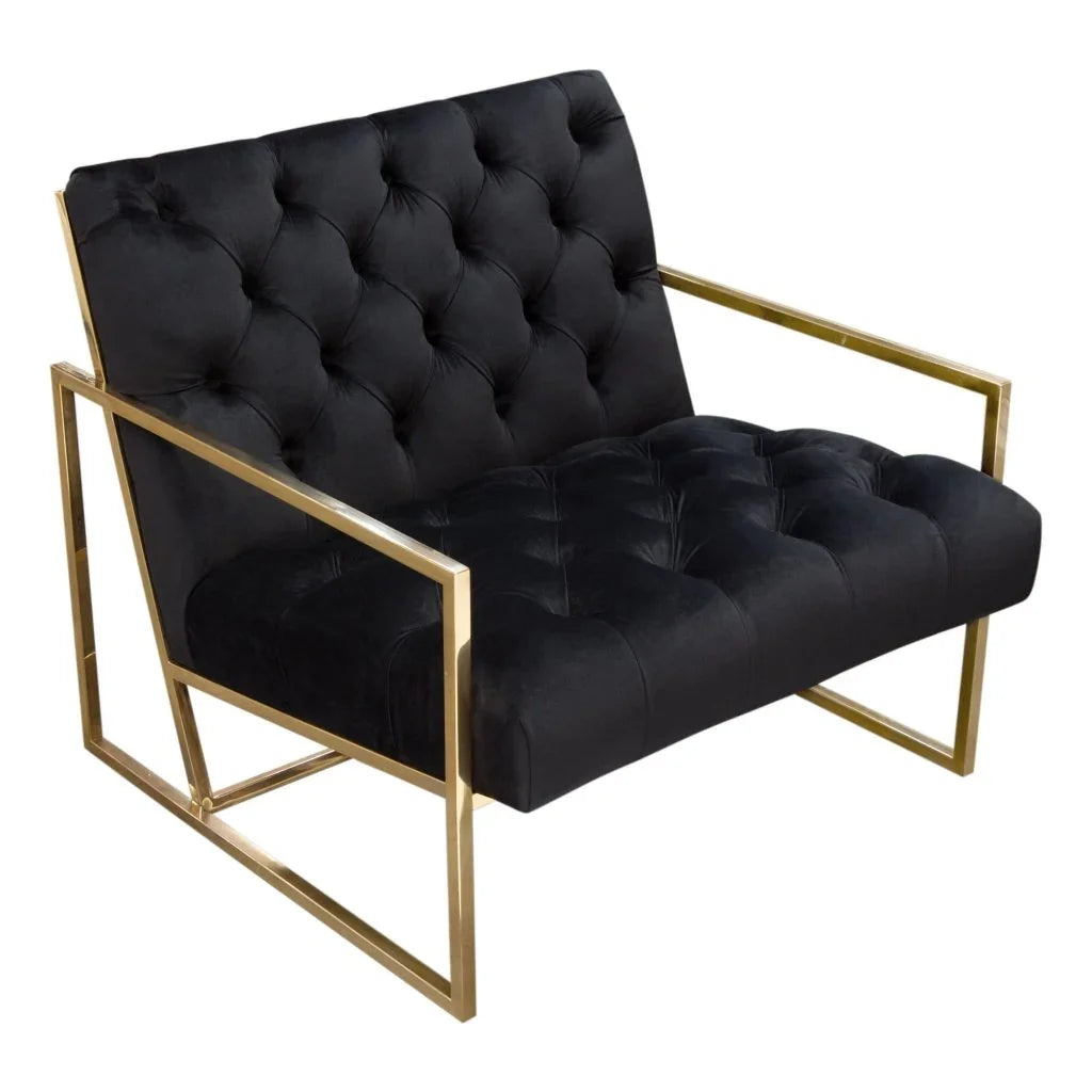 Luxe Black Tufted Velvet Accent Chair - LOOMLAN - Diamond Sofa - Club Chairs