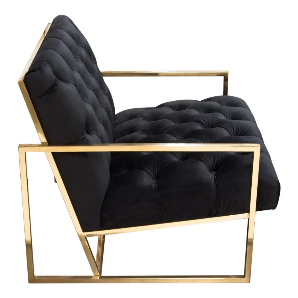 Luxe Black Tufted Velvet Accent Chair - LOOMLAN - Diamond Sofa - Club Chairs