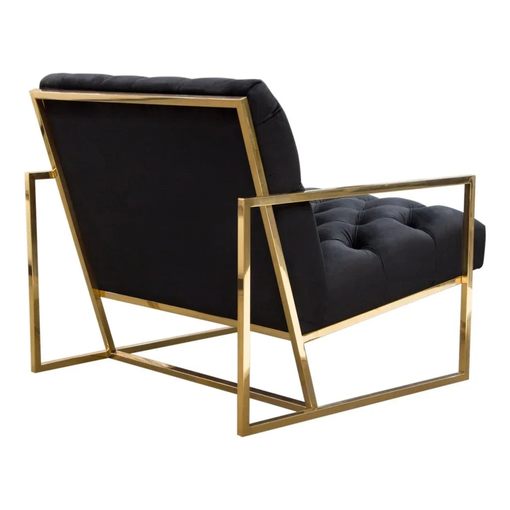 Luxe Black Tufted Velvet Accent Chair - LOOMLAN - Diamond Sofa - Club Chairs