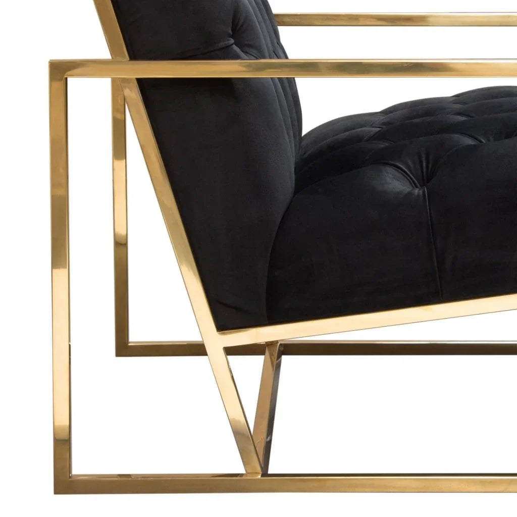 Luxe Black Tufted Velvet Accent Chair - LOOMLAN - Diamond Sofa - Club Chairs