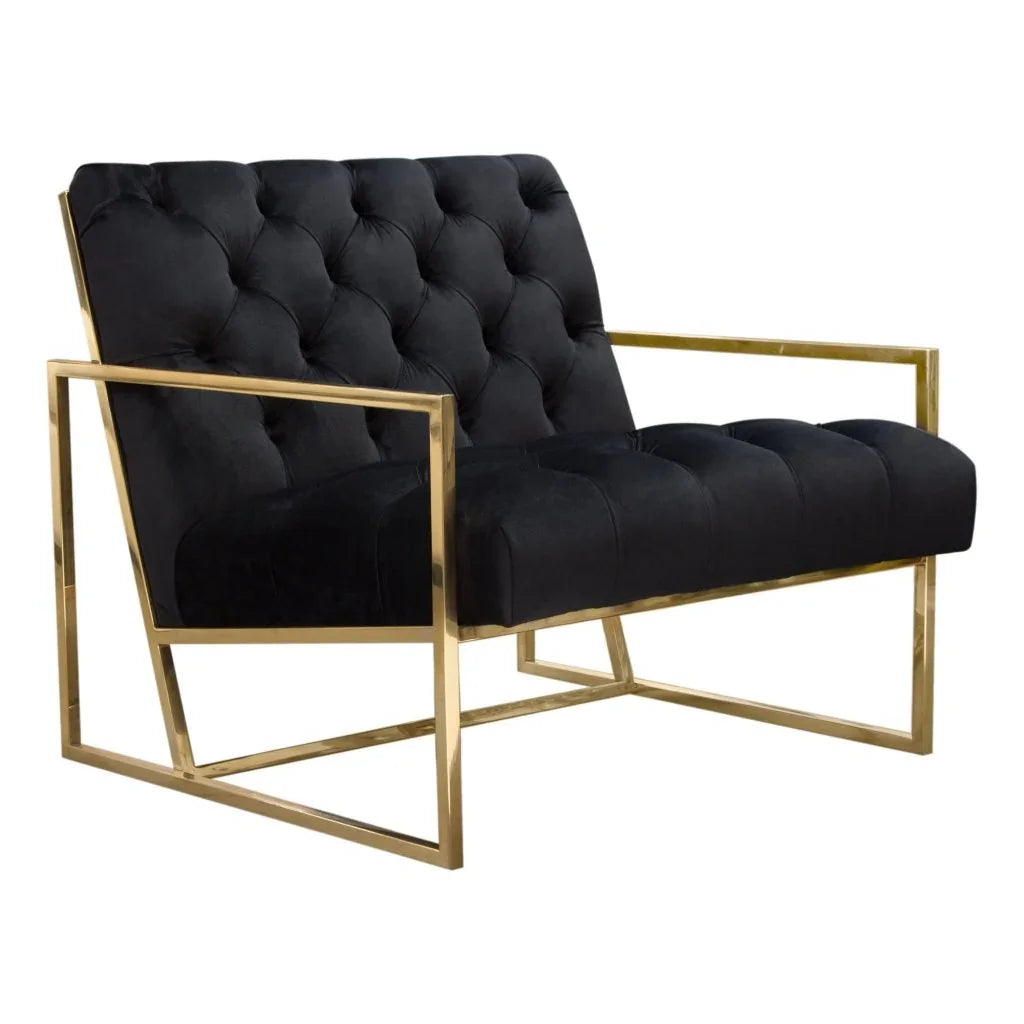 Luxe Black Tufted Velvet Accent Chair - LOOMLAN - Diamond Sofa - Club Chairs