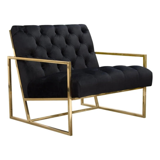 Luxe Black Tufted Velvet Accent Chair - LOOMLAN - Diamond Sofa - Club Chairs
