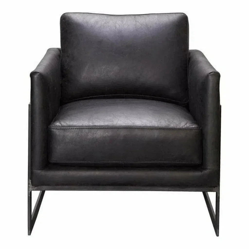 Luxley Black Leather Club Chair Modern Style - LOOMLAN - Moe's Home - Club Chairs