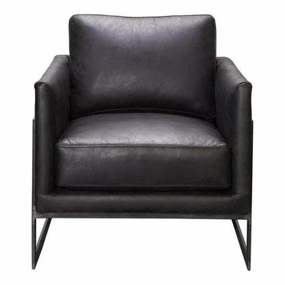 Luxley Black Leather Club Chair Modern Style - LOOMLAN - Moe's Home - Club Chairs