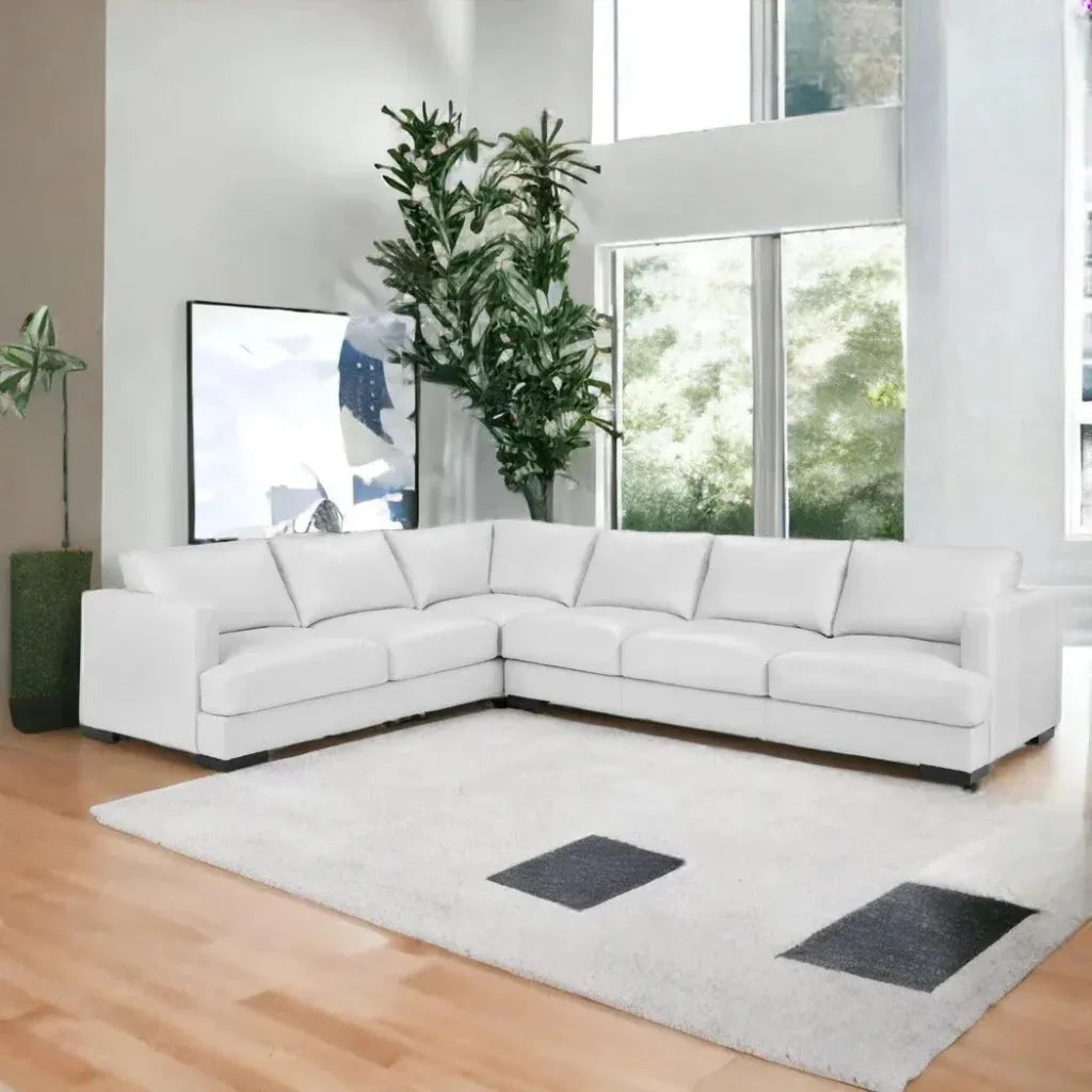 Luxurious Malibu Grain Leather L - Shaped Sectional Couch - LOOMLAN - One For Victory - Sectionals