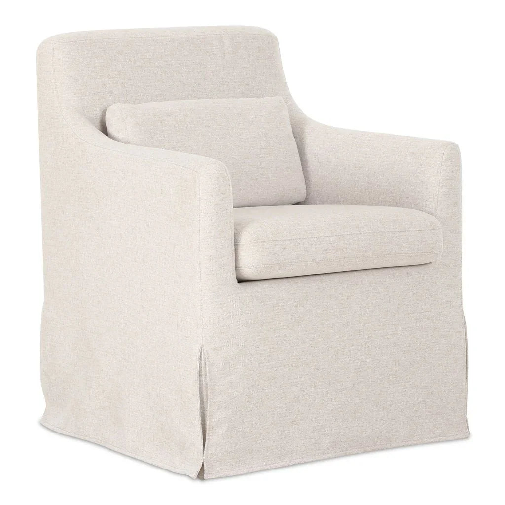 Lydia Beige Lumbar Support Slipcover Dining Chair - LOOMLAN - Moe's Home - Dining Chairs