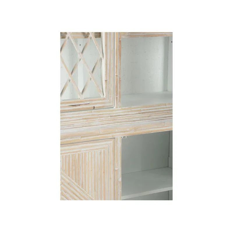 Lyford Cay Whitewashed Bamboo Breakfront - LOOMLAN - Chelsea House - Bookcases