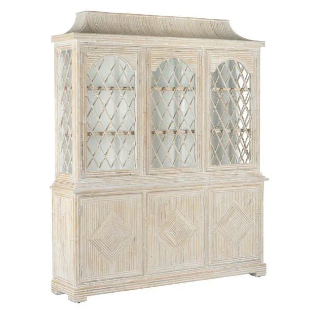 Lyford Cay Whitewashed Bamboo Breakfront - LOOMLAN - Chelsea House - Bookcases
