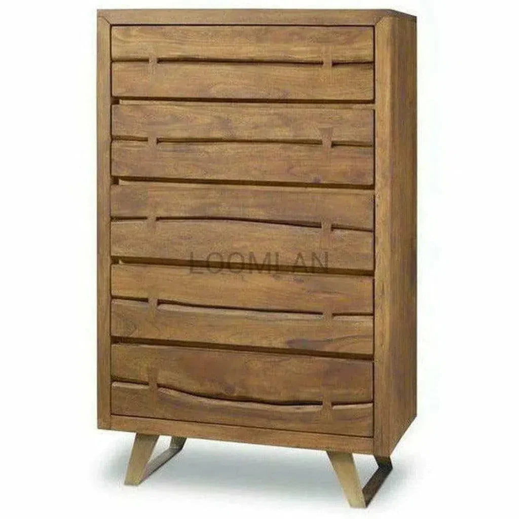 Rustic Live Edge Tall Chest of 5 Drawers - LOOMLAN - LOOMLAN - Chests