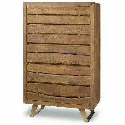 Rustic Live Edge Tall Chest of 5 Drawers - LOOMLAN - LOOMLAN - Chests