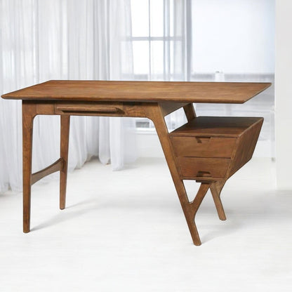 Lyira Three Drawers Wood Desk-Home Office Desks-LOOMLAN-LOOMLAN