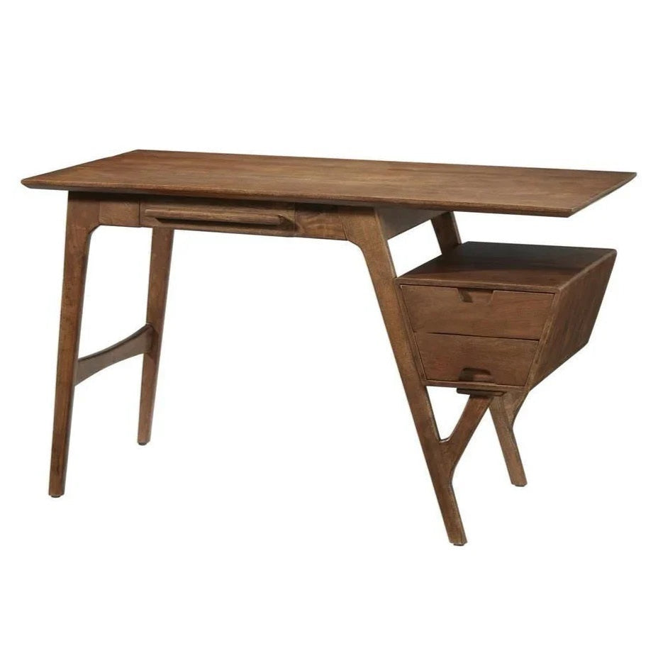 Lyira Three Drawers Wood Desk-Home Office Desks-LOOMLAN-LOOMLAN