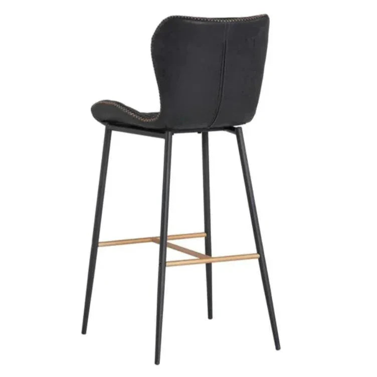 Lyla Leather Barstool 2PC - LOOMLAN - SUNPAN - Bar Stools