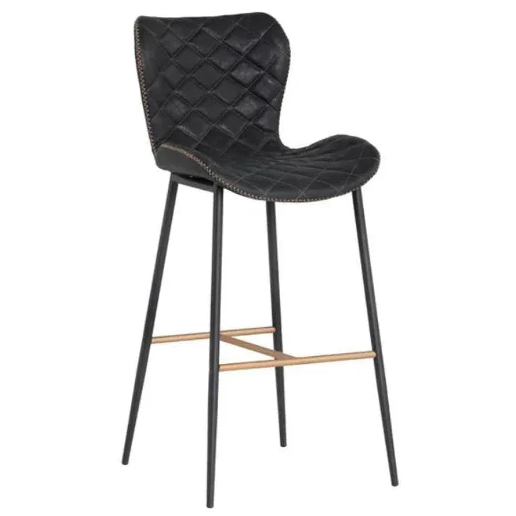 Lyla Leather Barstool 2PC - LOOMLAN - SUNPAN - Bar Stools