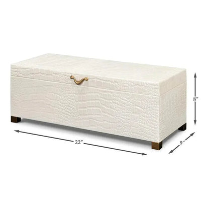 Lyle Croco Embossed Leather Over Wood Box - LOOMLAN - Sarreid - Boxes & Bowls
