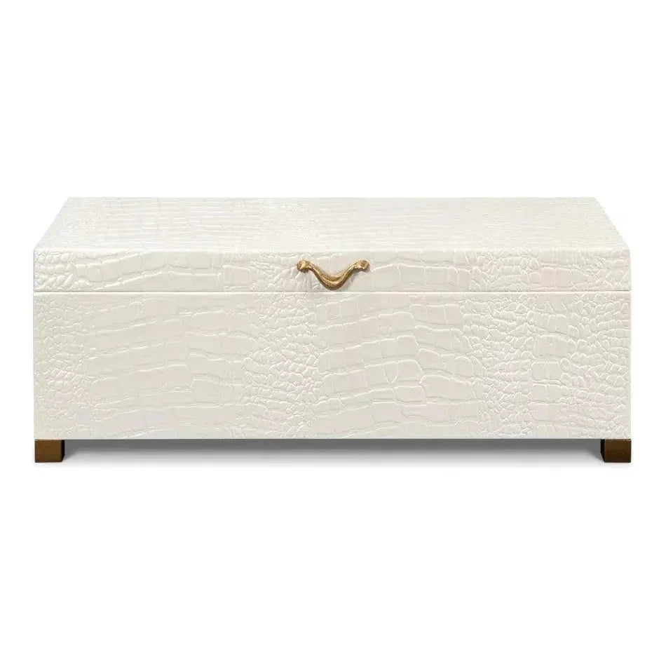 Lyle Croco Embossed Leather Over Wood Box - LOOMLAN - Sarreid - Boxes & Bowls