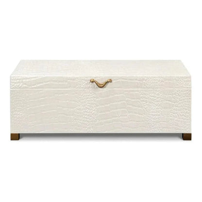 Lyle Croco Embossed Leather Over Wood Box - LOOMLAN - Sarreid - Boxes & Bowls
