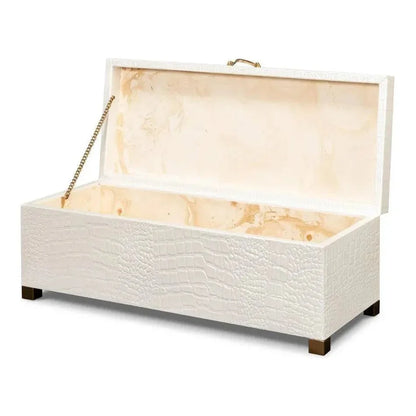 Lyle Croco Embossed Leather Over Wood Box - LOOMLAN - Sarreid - Boxes & Bowls