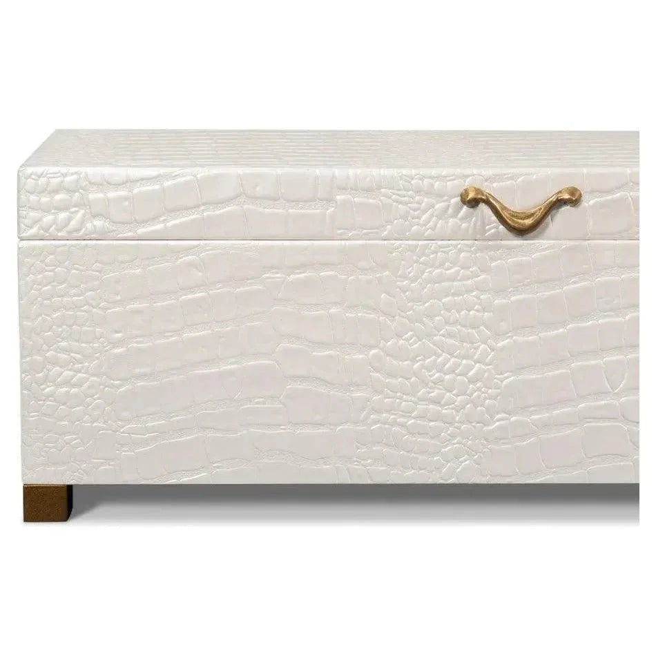 Lyle Croco Embossed Leather Over Wood Box - LOOMLAN - Sarreid - Boxes & Bowls