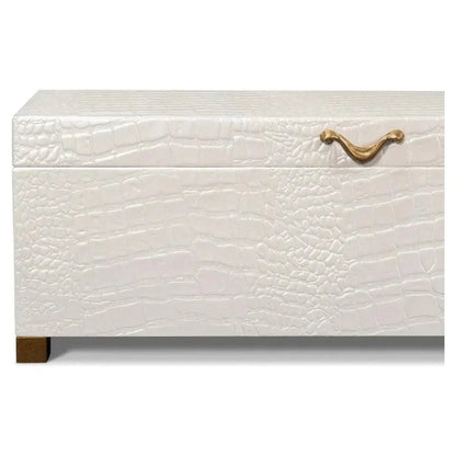 Lyle Croco Embossed Leather Over Wood Box - LOOMLAN - Sarreid - Boxes & Bowls